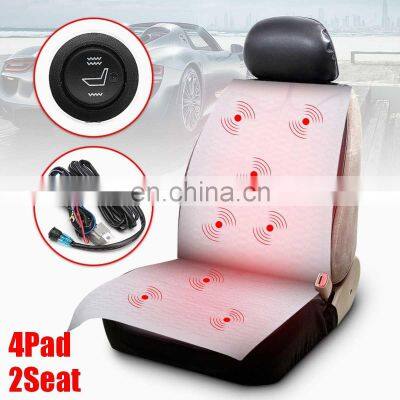 Universal 2 seats 4pcs  12v car carbon fiber High/Low heated seat heater pad switch kit Round Switch Winter Warmer Seat Covers