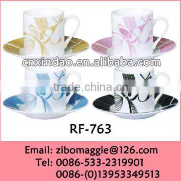 Custom Made Beautiful Personalized Porcelain Coffee Cup Saucer with Good Quality for Gift