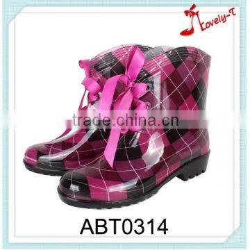 PVC transparent checked children rain boots