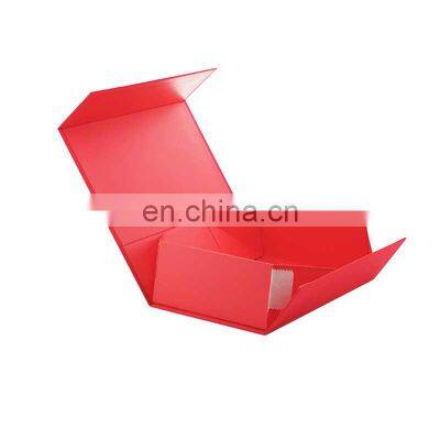 Custom flat folding magnetic red magnetic lid closure luxury gift packing box