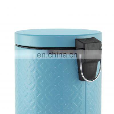 Latest Embossed Body Design Trash Bin Different Colors Capacities Garbage Bin Household Bathroom Steel Powder Coating 	Dustbin photo-4