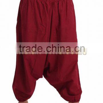 Indian Women Cotton Maroon Color Harem Pants Causal Trouser Yoga Dance Baggy Hippie Genie Boho Casual Pants