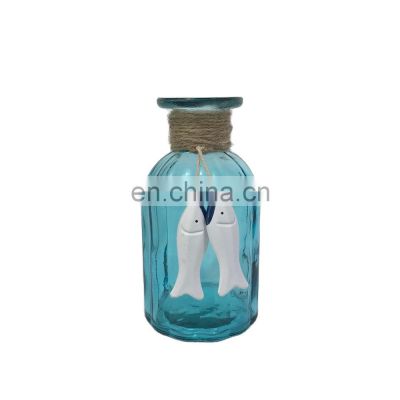 Exclusive Design Bud Vases  Wedding Ocean Element Creative Modern Blue Fish Hanging Decoration Flower Glass Vase Home Decoration