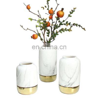 Home Deco Decor Plant Vase Pot Pampas Marble Indoor Golden Modern Ceramic Flowers Arts Vases For Wedding Centerpieces