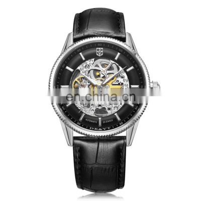 Classical Leather Watch Luxury Gold Mens Wristwatch Automatic Wrist Watch