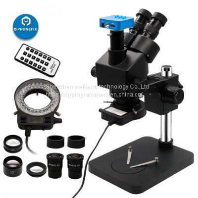 Black Simul focus 7X-45X Trinocular Zoom Vertical Microscope with HDMI Camera