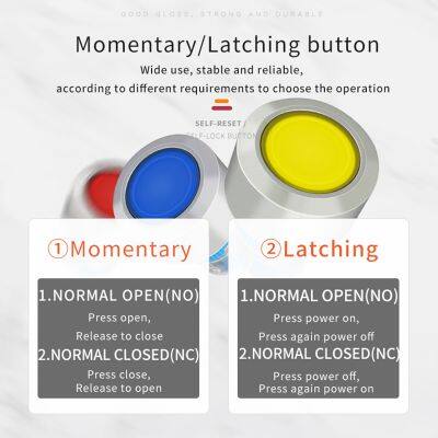Ip65 16mm Rectangle Head Illumainted 24v 1no1nc Push Button Start Stop Switch Momentary