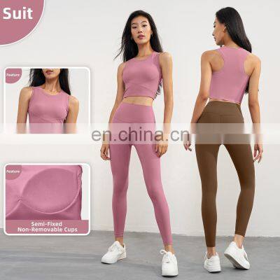 New Arrival Ribbed High Support Sports Crop Tops Yoga Fixed Cups Fitness Quick Dry Bras 69nylon 31spandex