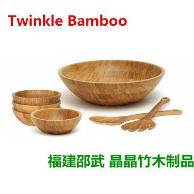 Bamboo Salad Bowls with Servers,bamboo wooden kitchen tools Wholesale