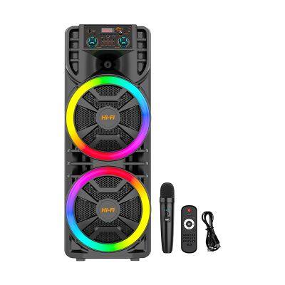 ZQS12203 super power 80W 12-inch*2  subwoofer wireless customized party speaker with colorful lights