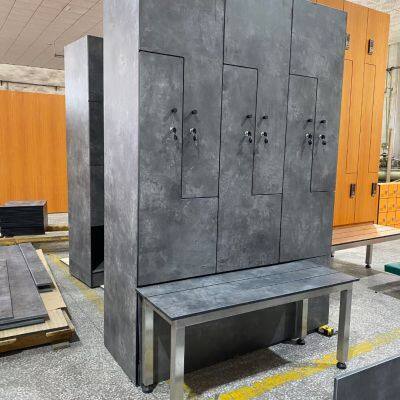 Waterproof Compact Laminate Board L Shape Locker School Locker With Bench For Sale