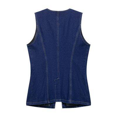 European and American Style Slim Fit Denim Vest+high Waisted Shorts Set photo-3