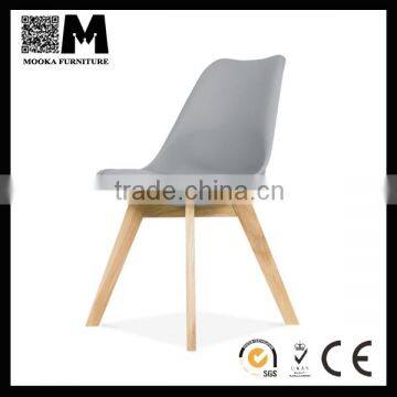 hot sell new design cheap plastic tulip chair with wood leg restaurant chair