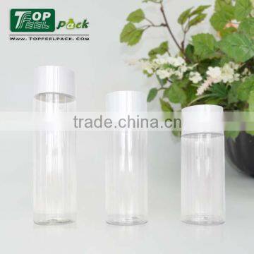 High Quality 150ml PET Round Plastic Transparent Shampoo Body Lotion Bottle with white PP Cap