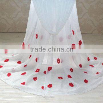 Fashion Ladies' Lip Three-dimensional Embroideried Cotton Scarf Plain Shawl