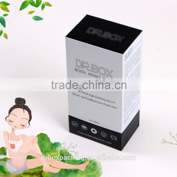 Silver cardboard cosmetic beauty box with plastic holder inside