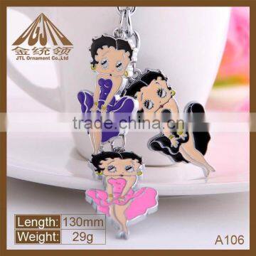 Fashion girl metal keychain