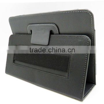 Dark Brown Leather Case Wallet For 7" Amazon Kindle Fire Tablet with elastic belt and hand holder