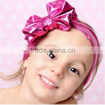 NEW HOT SALE!!15colors for choose Fashion Baby Girls Metallic Messy Big Bow Golden Headbands with Bow