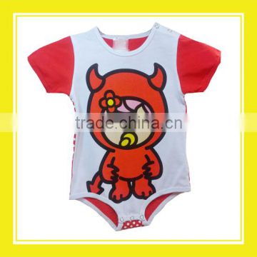 2016 Fashion Products Bros Devil Baby Rinne Girl Printed Short Sleeve Cotton Romper Onesie