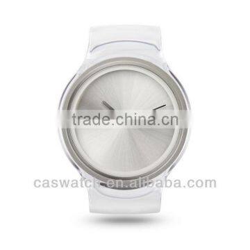 Fashion iron clear blank dial transparent plastic strap watch