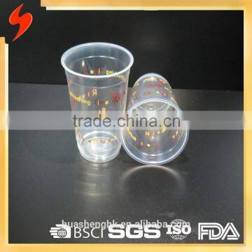 Environmental Friendly Drinkware 480ml Transparent Plastic Juice Cup with Lid