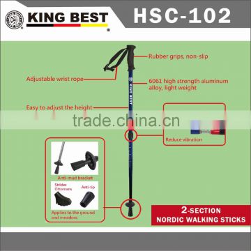 KING BEST 2016 Carbon trekking pole 2-SECTION adjustable folding mountaineering stick