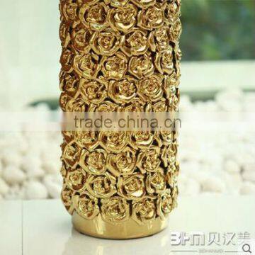 40cm Tall Silver&gold Plating Modern Large Ceramic Floor Vases With Artifical Flowers Decor photo-6
