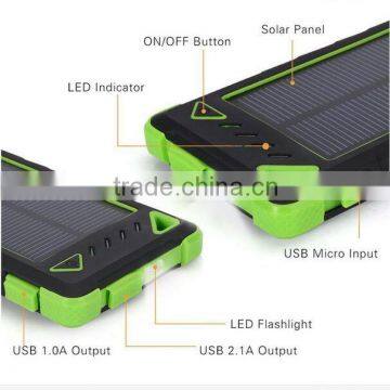 Large Capacity 8000mAh Solar Power Bank waterproof power bank