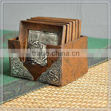 Handmade natural wood cup pad with different customized design