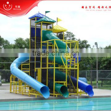 Hot Water Park Spiral Equipment Family Slide Aqua Park Outdoor For Sale