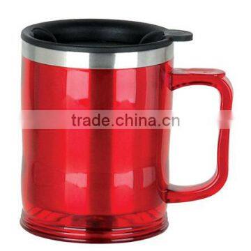 classic double wall stainless steel beer mug in outer in red color