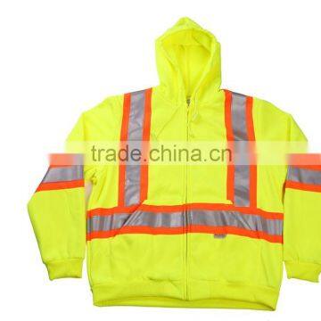 China Wholesale Clothing Cheap High Visible Winter Reflective Jacket Single Brushed Fleece Fashion Hoodie Safety Coat