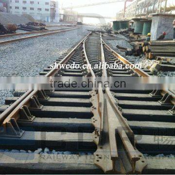 UIC60 rail High speed railway cast rail turnout with wooden sleeper