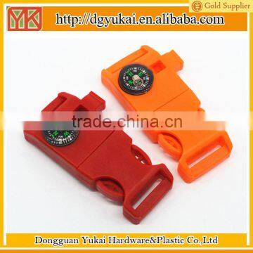 Yukai various colors plastic whistle side release buckle for survival bracelet