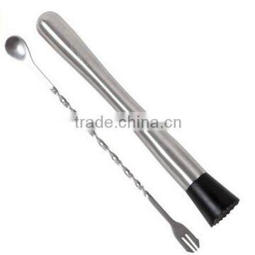 Stainless Steel Cocktail Muddler and Mixing Spoon Set