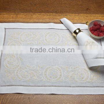 Hand embroidered linen placemat-design 78