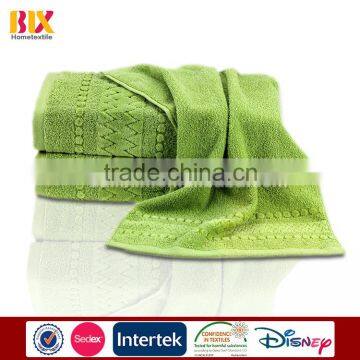 Cheap Wholesale 100% cotton hand terry towel, green color towel