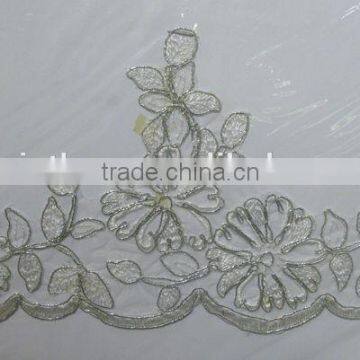 silver cord embroidery lace fabric /guipure cotton lace /bridal gowns