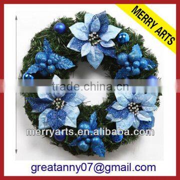 China Top Wholesale Decorative Willow Wreaths Blue Target Christmas Decoration Wreaths for Sale