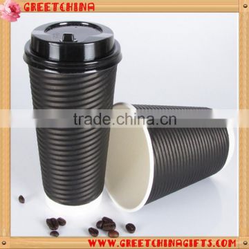 Customized size disposable 2-layers insulated corrugated paper coffee cup