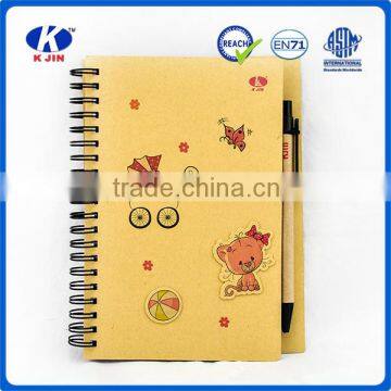 Customised cartoon cheap price notebook with pen