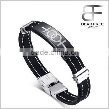 Accent Stainless Steel Rubber Silicone Female Symbol Lesbians Rainbow Pride Bracelet Wristband