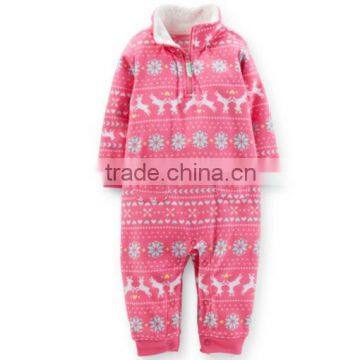 China Wholesale Winter Christmas Polar Fleece Warm Romper For Baby Girls