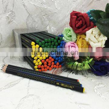 7" Standard Size Triangular Shape Soft Wood 72pcs Matt Black Body HB Pencil With Dipped Top photo-4
