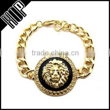 Fashion Gold Plated Black Lion Head Bracelet