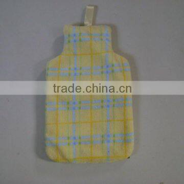 2000ml cute and soft checked printing plush hot water bag cover with bowknot