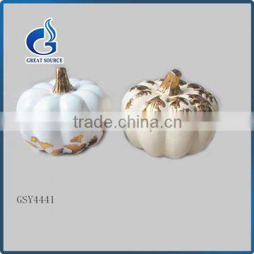 mini artificial pumpkin ceramic halloween pumpkin with leaves