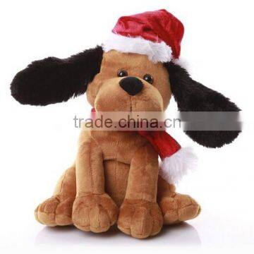 2015 hot sale chrismas toy for gifts/ christmas dog plush toy/Plush dog with Santa hats