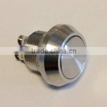Flat Round Security Waterproof Push Button Switch L12(Dia.12mm) Stainless Steel
